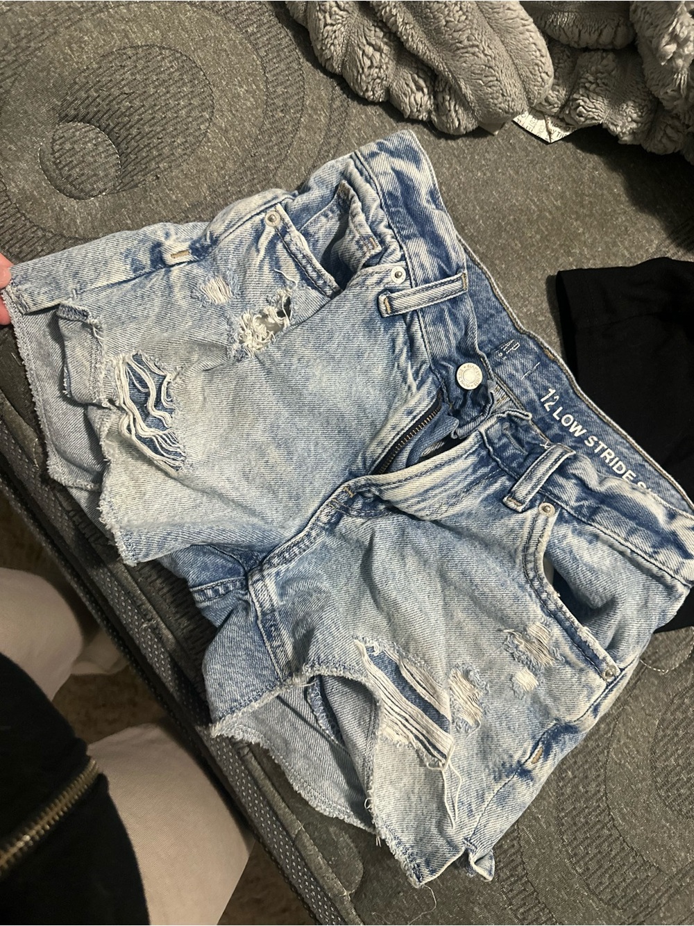 H&M Light Blue Distressed High-Low Denim Shorts
